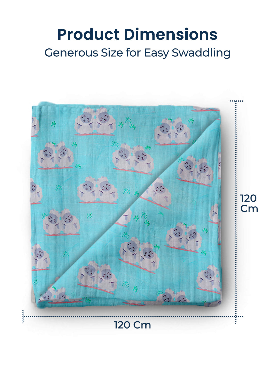 Polka Tots Muslin Swaddle Organic Cotton (Sheep)