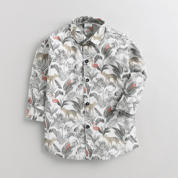 Polka Tots F/S Jungle Print Tshirt shirt -  Grey