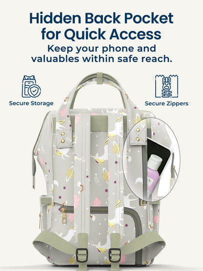 Backpack with a hidden back pocket for quick access, featuring secure storage and zippers.