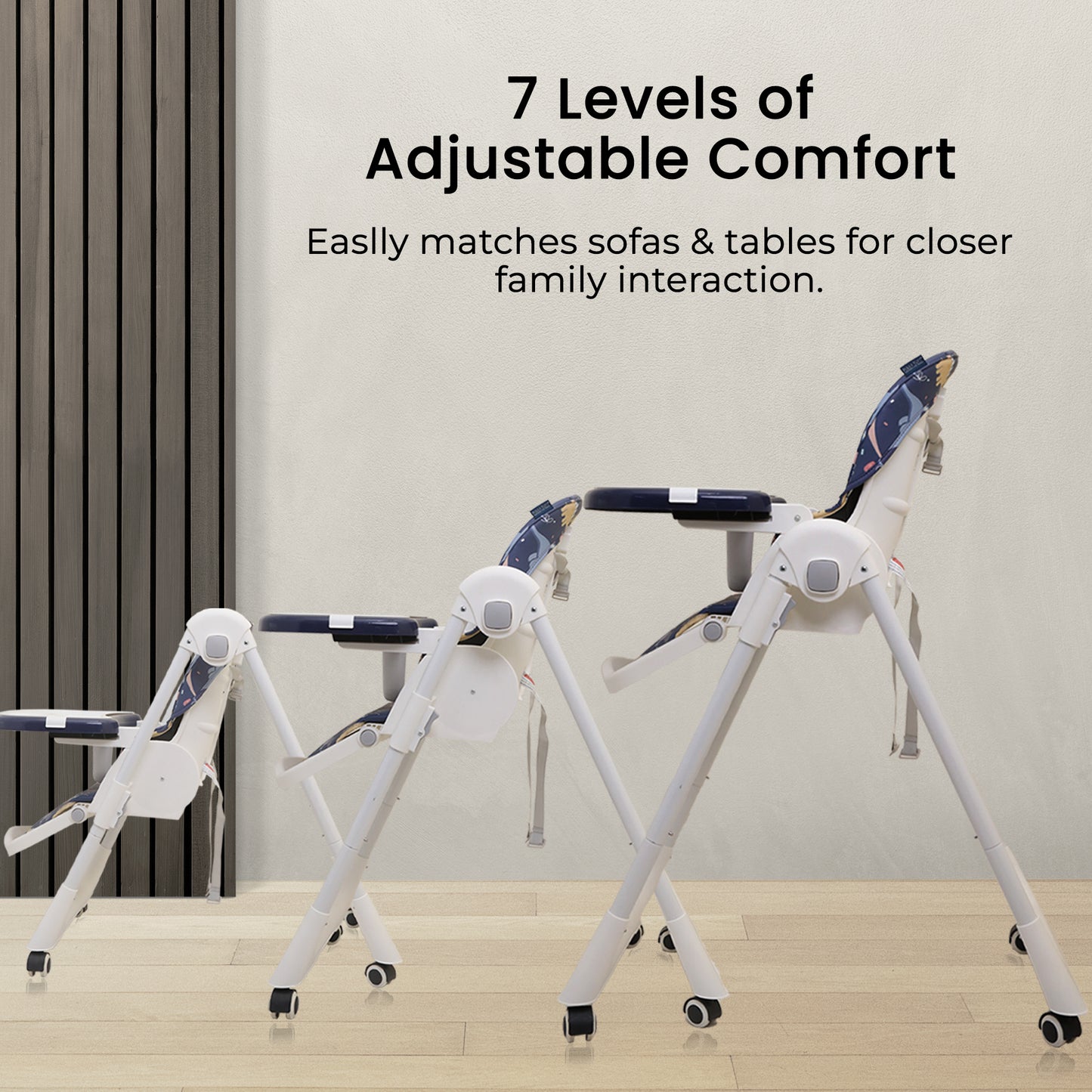 Polka Tots Twist n’ Taste 3 in 1 Convertible Dino Design High Chair - (Blue)