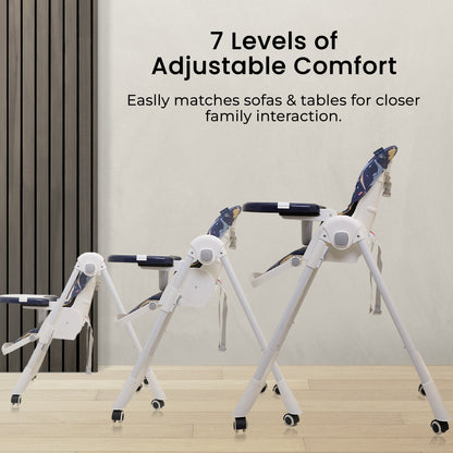 Polka Tots Twist n’ Taste 3 in 1 Convertible Dino Design High Chair - (Blue)