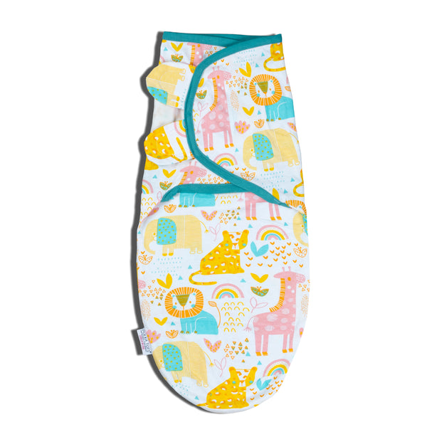 Polka Tots Pack of Two Jungle and Wave print Swaddle Wraps - Multicolor