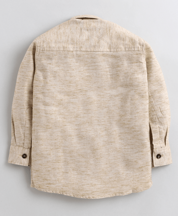 Polka Tots Full Sleeves Crocodile Patch Detailing Kids Shirt - Brown