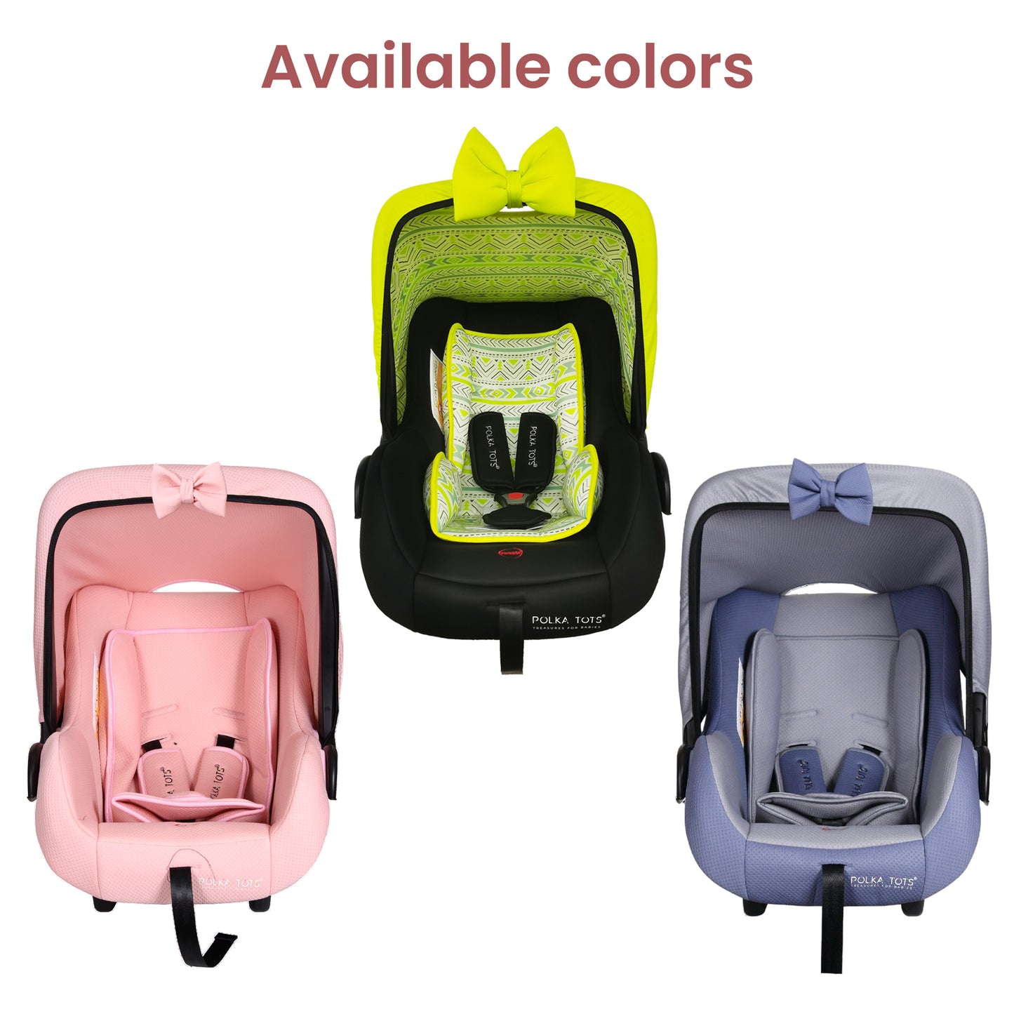 5 in 1 Multi Purpose Baby Car Seat Cum Carrycot with Fancy Bow Tie (Pink)