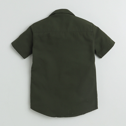 Polka Tots Cotton Regular Fit Half Sleeve Child Of The Ocean Glitter Shirt - Green
