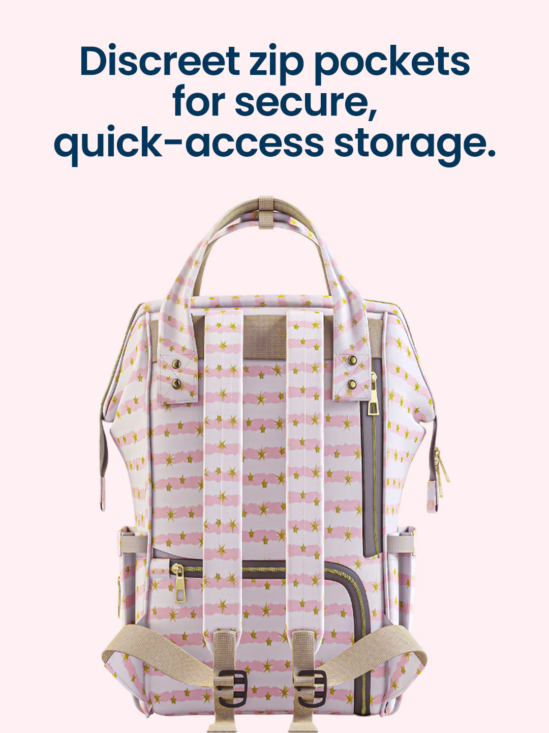 Multifunctional Premium Diaper Backpack Bag with Pouch | Star Print