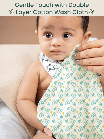 Polka Tots Pack of 10 Heart Print Jumbo Newborn Gift Hamper Set - Green