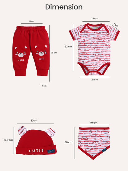 Polka Tots Pack of 6 Love Print Mini Newborn Gift Hamper Set - Red