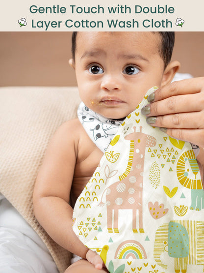 Polka Tots Pack of 10 Jungle Print Jumbo Newborn Gift Hamper Set - Multicolor