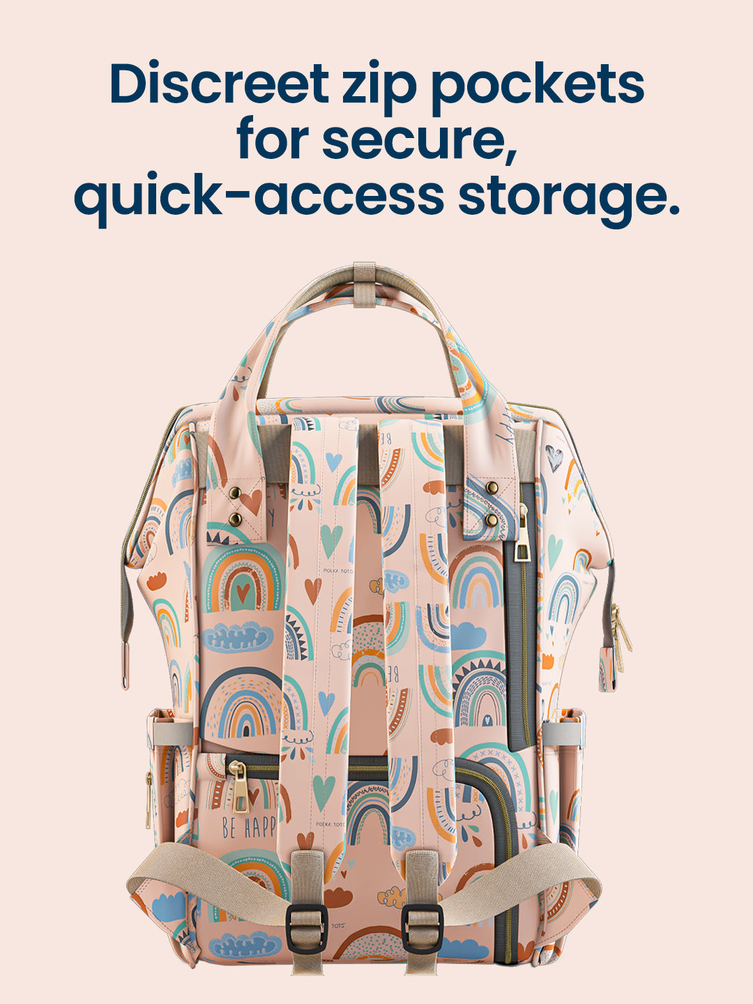 Multifunctional Premium Diaper Backpack Bag with Pouch | Rainbow Print