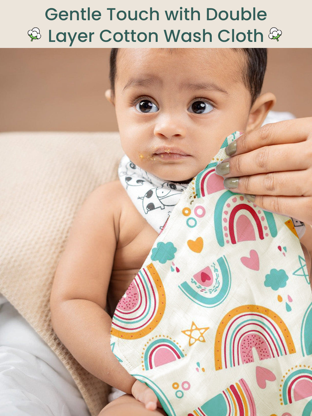 Polka Tots Pack of 10 Rainbow Print Jumbo Newborn Gift Hamper Set - Multicolor