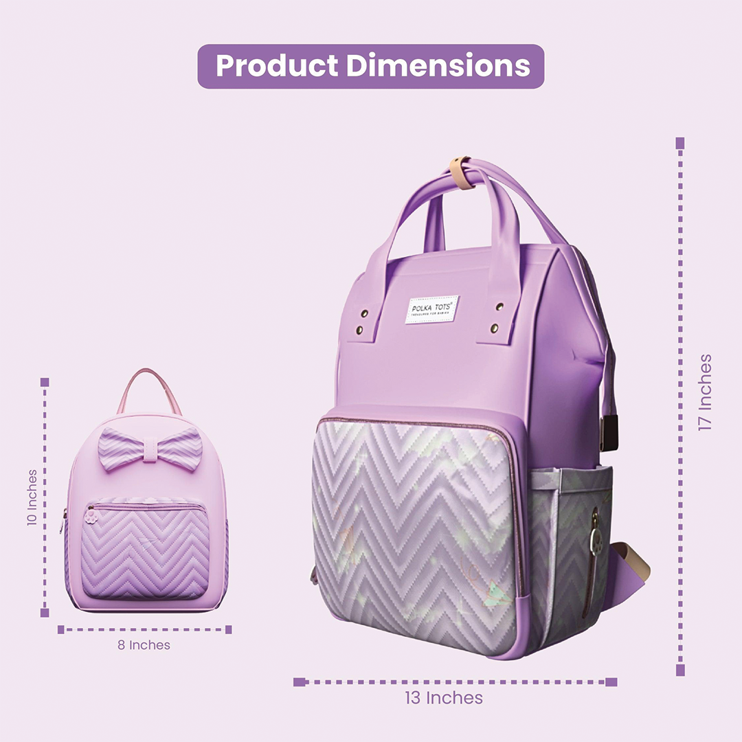 MamaMini Luxe Duo Diaper Bag with Tote and Mini Bag - Purple