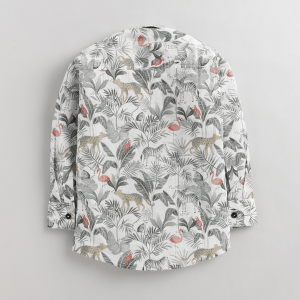 Polka Tots F/S Jungle Print Tshirt shirt -  Grey