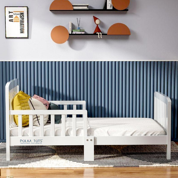 Polka Tots SideSnug Toddler Baby Bed - White