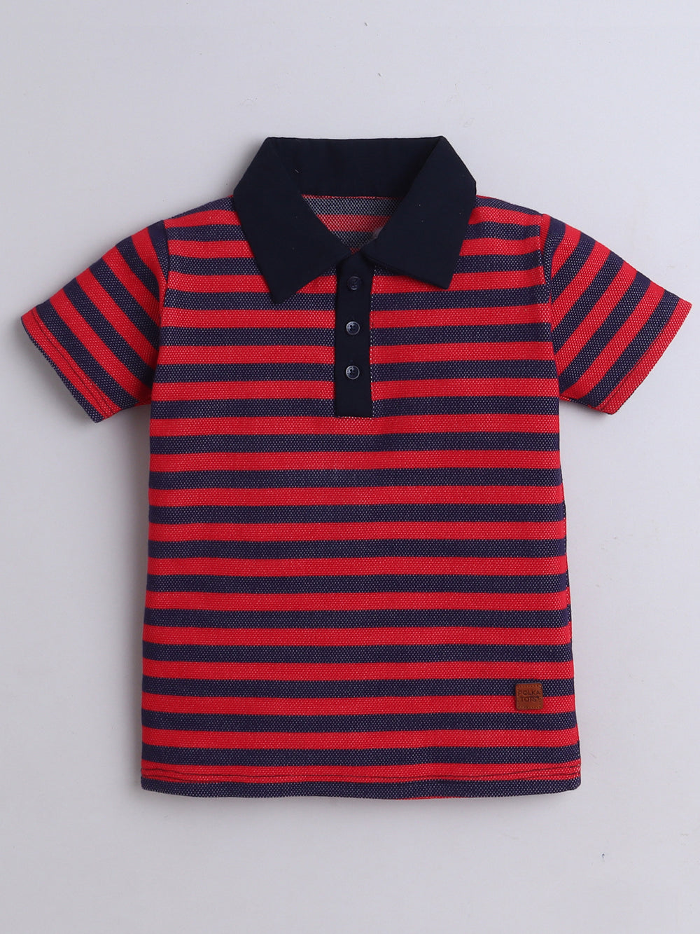 Polka Tots Half Sleeve striped T-Shirt - Red & Blue