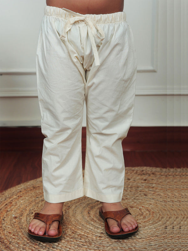 Polka Tots Full Sleeve Owl print Kurta Pyjama Set - Off White