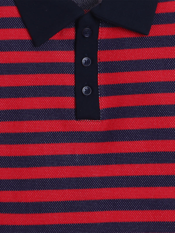 Polka Tots Half Sleeve striped T-Shirt - Red & Blue
