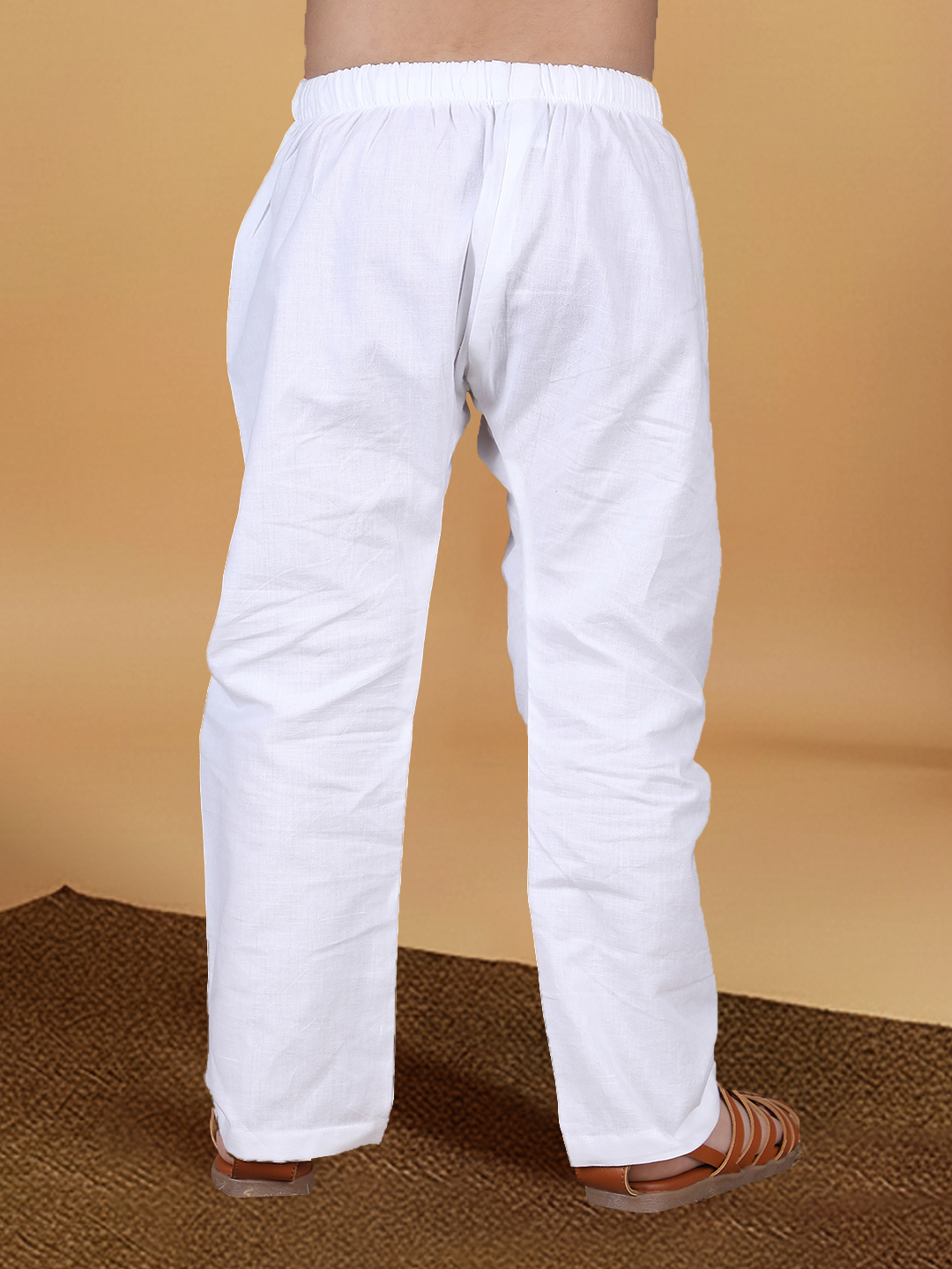 Polka Tots Full Sleeve Boys Geometric Buta Weave Ethnic Kurta Pyjama Set with Wooden Buttons - Green