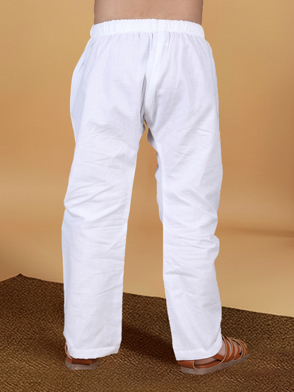 Polka Tots Full Sleeve Boys Geometric Buta Weave Ethnic Kurta Pyjama Set with Wooden Buttons - Green