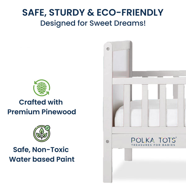 Polka Tots SideSnug Toddler Baby Bed - White