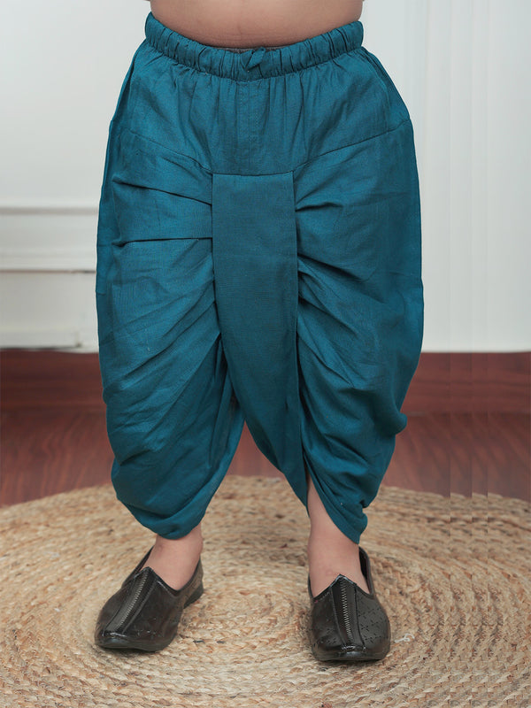 Polka Tots Peacock print Angrakha With Dhoti - Cream