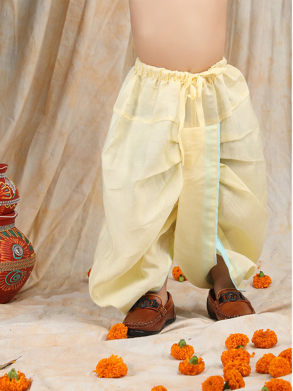 Polka Tots Full sleeves Flower Embroidery Angrakha With Dhoti Set - Blue