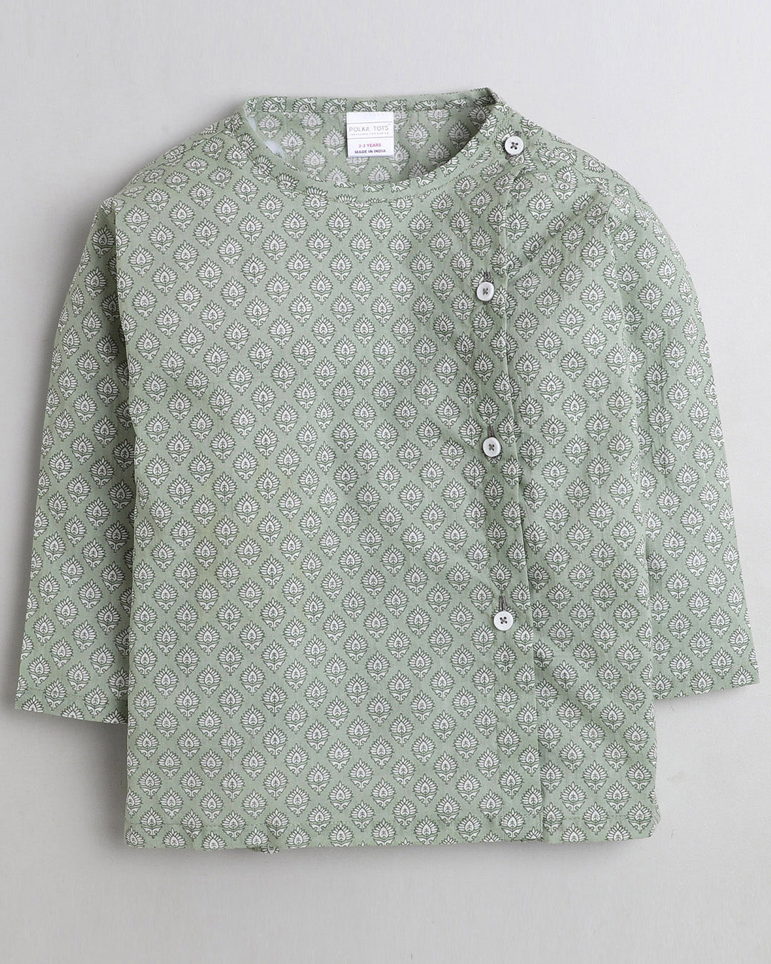 Polka Tots Dhoti Kurta Set for Boys 100% Super Soft Cotton Traditional Ethnic Wear For Kids - Green