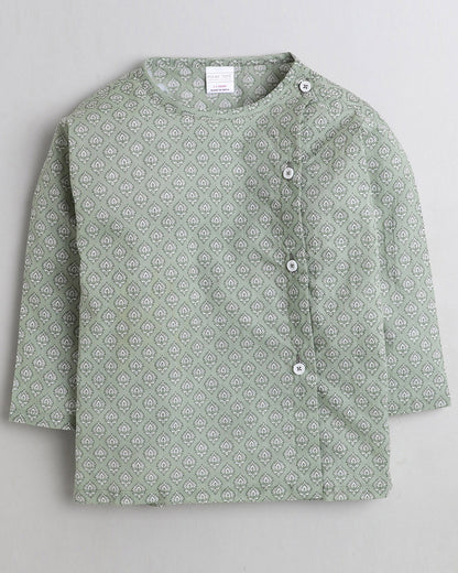 Polka Tots Dhoti Kurta Set for Boys 100% Super Soft Cotton Traditional Ethnic Wear For Kids - Green