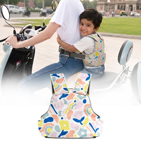Baby Safety Travel Belt, Two Wheeler Baby Carrier for Kids (Flower)