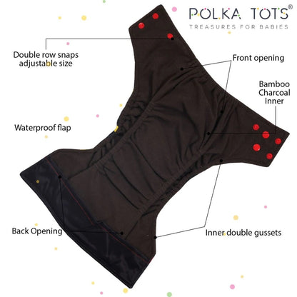 Bamboo Charcoal Reusable Cloth Diaper (Mustache)