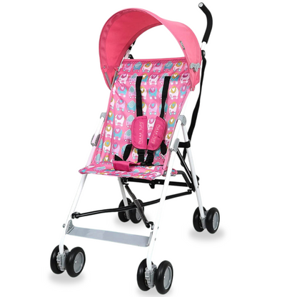Polka Tots Compact Stroller for Newborn Foldable Pram for Babies EasyDrift Buggy Stroller (Elephant - Pink)