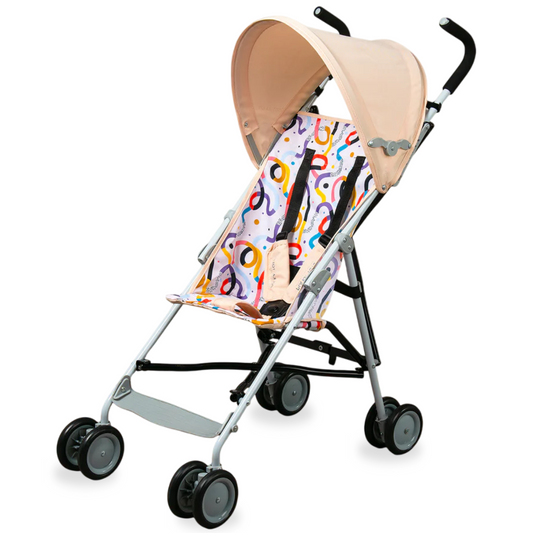 Polka Tots Compact Stroller for Newborn Foldable Pram for Babies EasyDrift Buggy Stroller (Wave Rider - Cream)