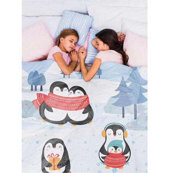 Polka Tots Kids Comforter Baby Blanket and Reversible Quilt 2 Way Design  ( Penguin, 54 x 35 Inch )