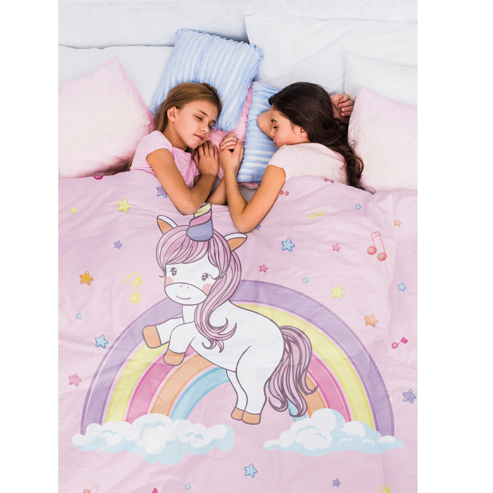 Polka Tots Kids Comforter Baby Blanket and Reversible Quilt 2 Way Design  ( Unicorn,60x 40inch )