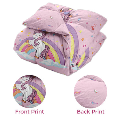 Polka Tots Kids Comforter Baby Blanket and Reversible Quilt 2 Way Design  ( Unicorn,60x 40inch )