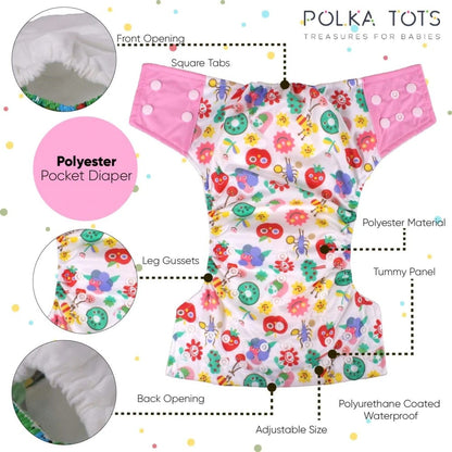 Polka Tots Reusable Cloth Diaper Buy Online Waterproof Adjustable Baby Diaper - Pink & White