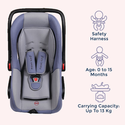 5 in 1 Multi Purpose Baby Car Seat Cum Carrycot with Fancy Bow Tie (Blue)