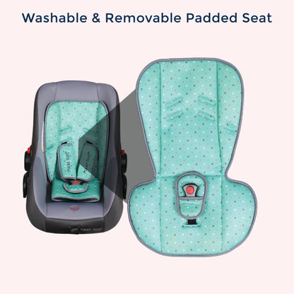 5 in 1 Multi Purpose Baby Car Seat Cum Carrycot with Fancy Bow Tie Age  0 to 15 Months (Green)