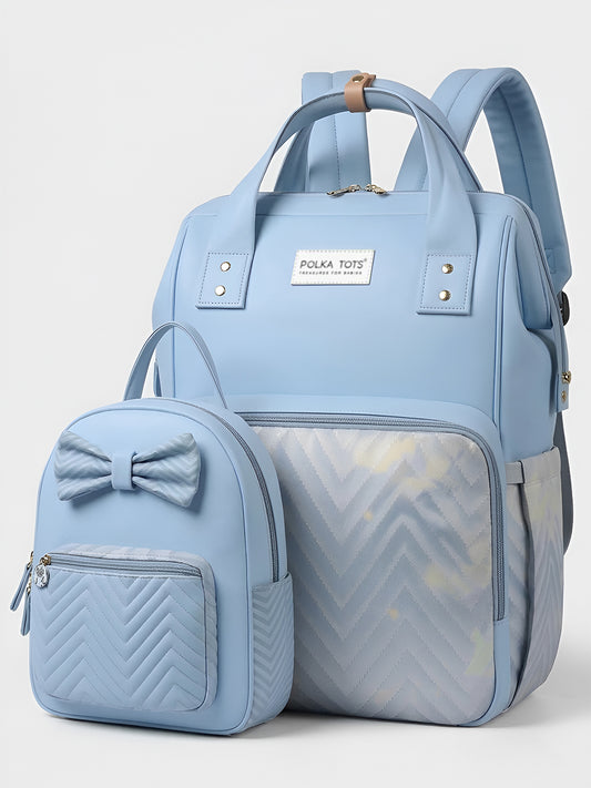 MamaMini Luxe Duo Diaper Bag with Tote and Mini Bag - Blue