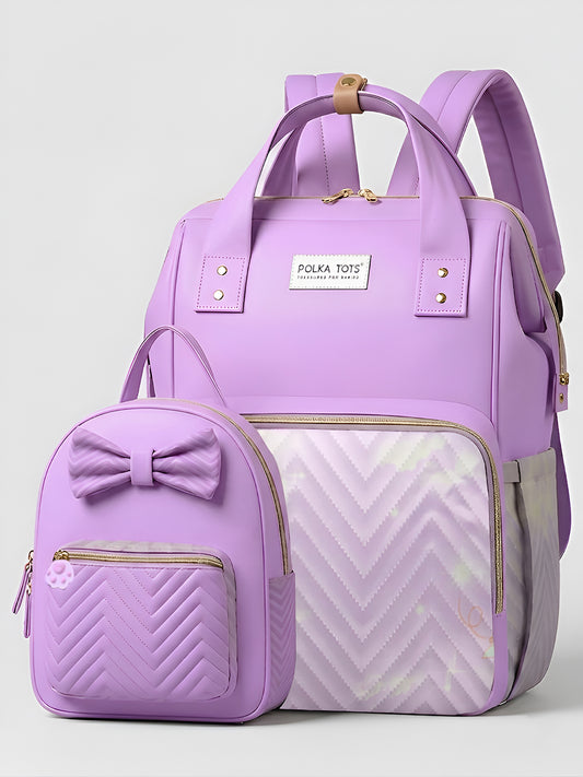 MamaMini Luxe Duo Diaper Bag with Tote and Mini Bag - Purple