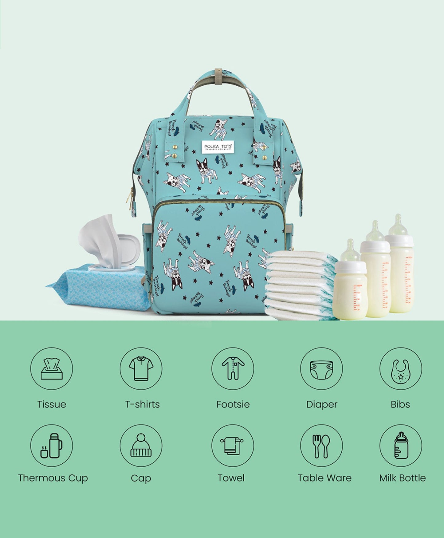 Premium 17+ Pockets Multifunctional Diaper Bag with Changing Mat – Bulldog