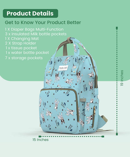 Premium 17+ Pockets Multifunctional Diaper Bag with Changing Mat – Bulldog