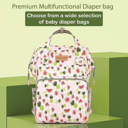 Premium 17+ Pockets Multifuncational Mothers Diaper Bag- Watermelon