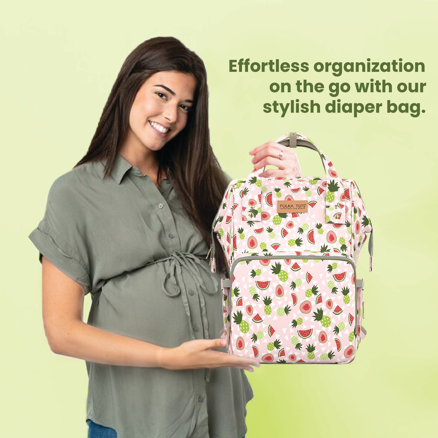 Premium 17+ Pockets Multifuncational Mothers Diaper Bag- Watermelon