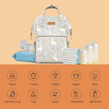 Premium 17+ Pockets Multifuncational Mothers  Diaper Bag- Unicorn