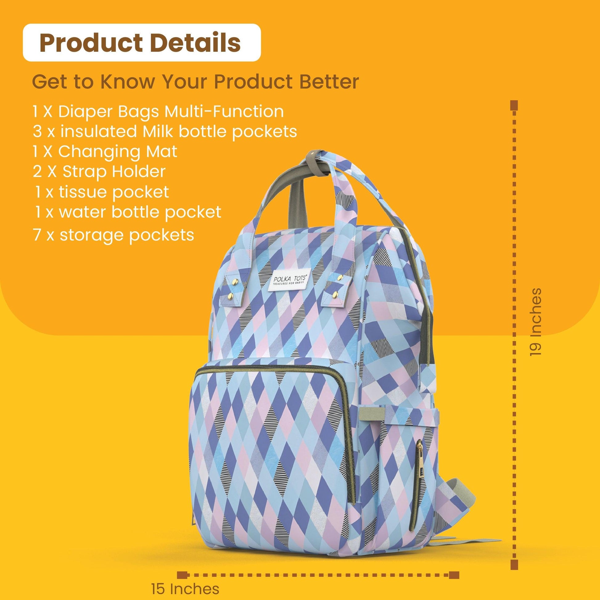 Premium 17+ Pockets Multifunctional Diaper Bag with Changing Mat – Checkered