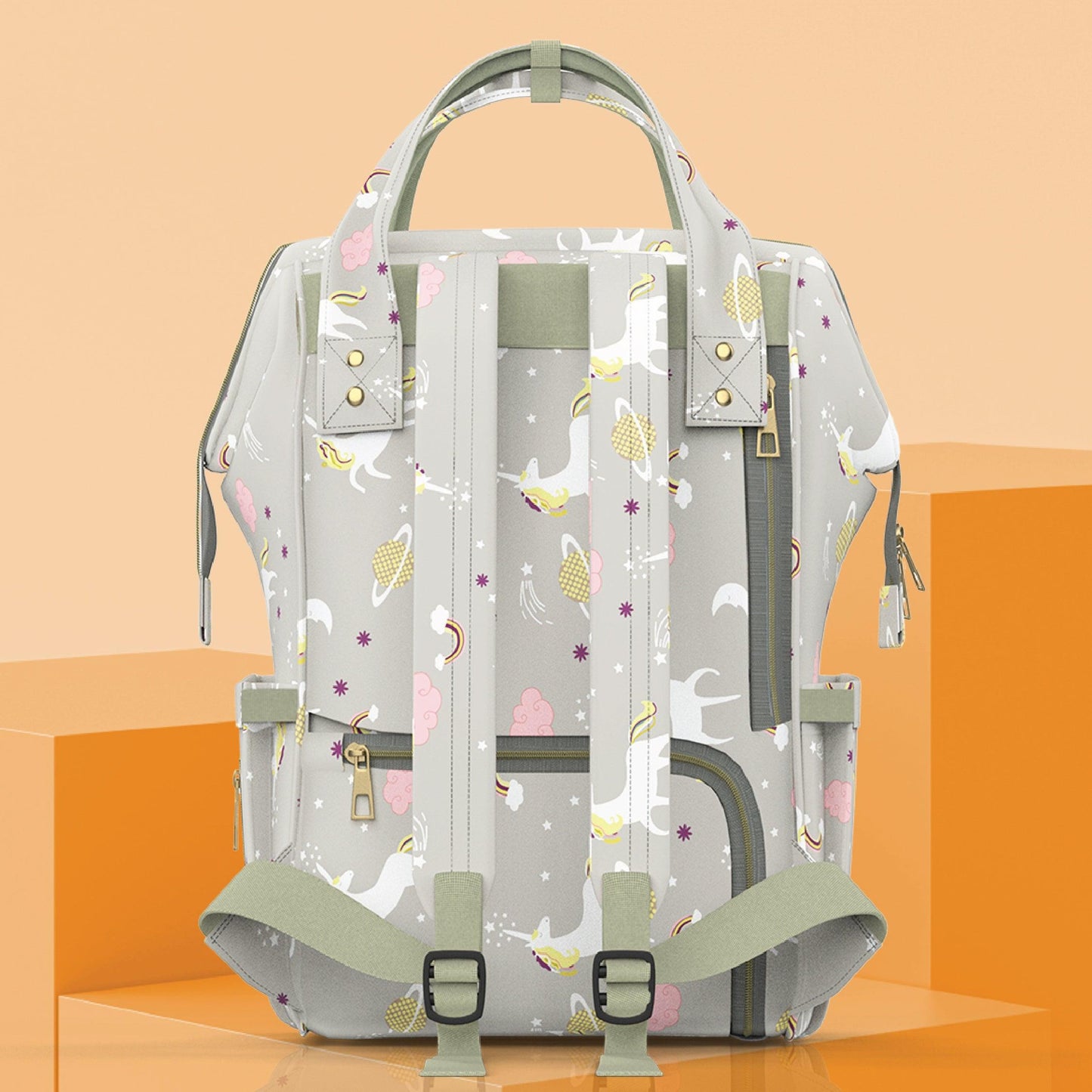 Premium 17+ Pockets Multifuncational Mothers  Diaper Bag- Unicorn