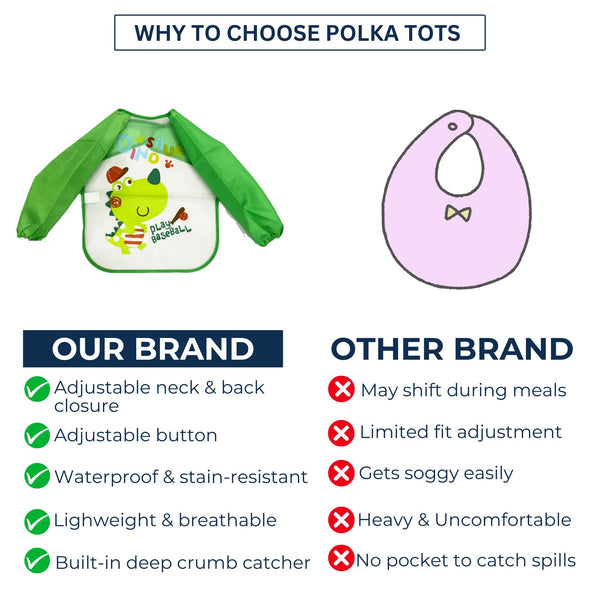 Full Sleeves Washable Waterproof Apron Feeding Bib for Babies (Cute Bear)