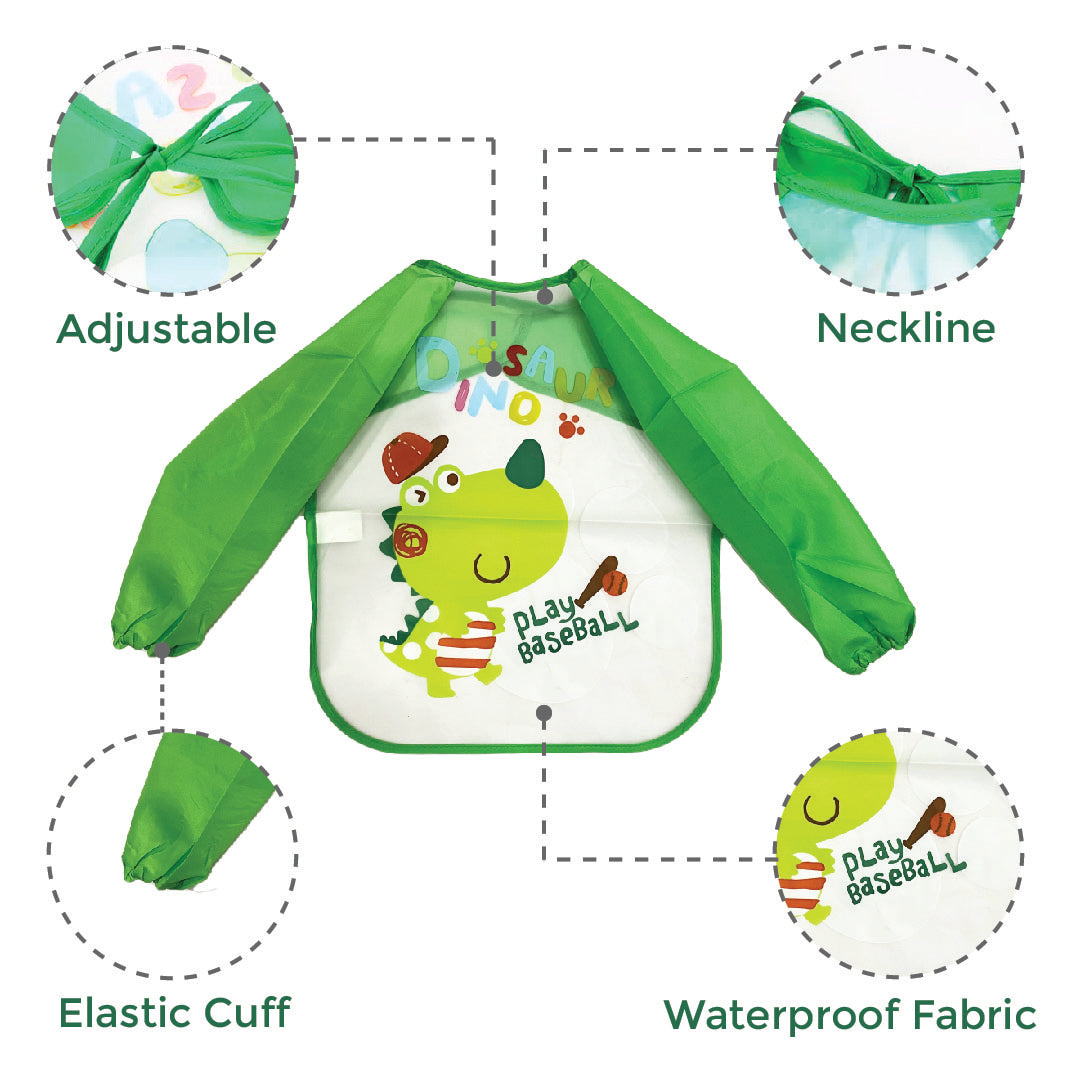 Full Sleeves Washable Waterproof Apron Feeding Bib for Babies Age 6M- 2 Years  (Baseball)