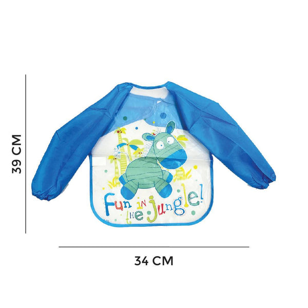 Full Sleeves Washable Waterproof Apron Feeding Bib for Babies (Fun Jungle)